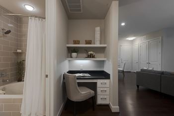 Built-in desk with shelving*