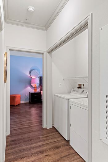 Full-sized washer/dryer provided in every home