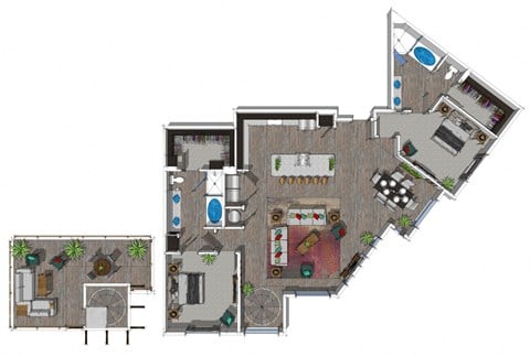 Floor plan for 2 beds, 2 baths, 1794 sqft