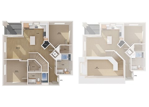 Floor plan for 2 beds, 2 baths, 1214 sqft