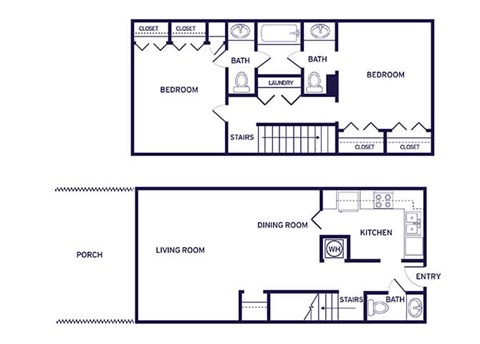 Floor plan for 2 beds, 2 baths, 1145 sqft