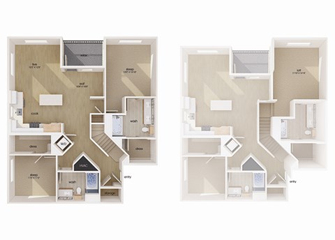 Floor plan for 2 beds, 2 baths, 1484 sqft