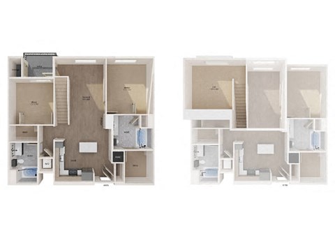 Floor plan for 2 beds, 2 baths, 1275 sqft