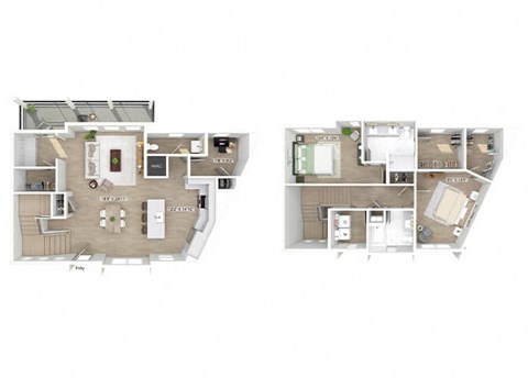 Floor plan for 2 beds, 2.5 baths, 1976 sqft
