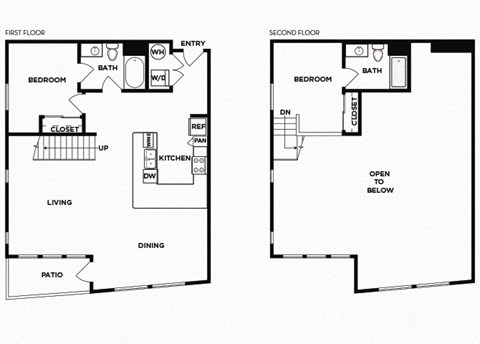 Floor plan for 2 beds, 2 baths, 1225 sqft