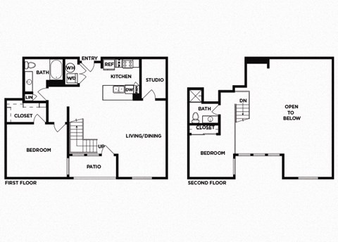 Floor plan for 2 beds, 2 baths, 1229 sqft