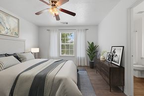Channelview apartment for rent - Bedroom window and ceiling fan at Sterling Green and Sheldon Ranch in Channelview TX