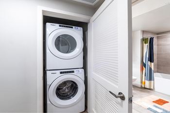Front-loading full-sized washer and dryer