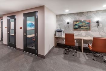 Coworking perch with individual work pods