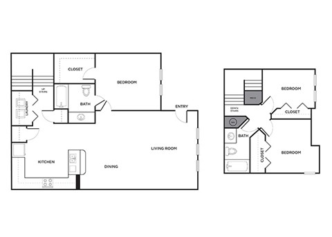 Floor plan for 3 beds, 2 baths, 1137 sqft