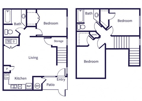 Floor plan for 3 beds, 2 baths, 1207 sqft