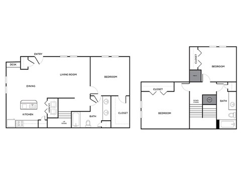 Floor plan for 3 beds, 2 baths, 1290 sqft