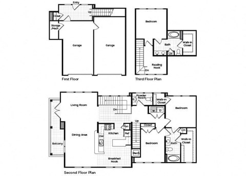 Floor plan for 3 beds, 2.5 baths, 2069 sqft