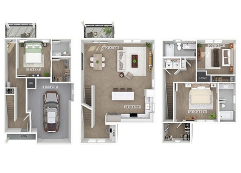 Floor plan for 3 beds, 2.5 baths, 1913 sqft