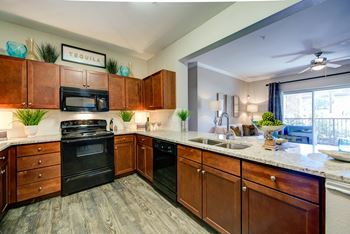 Sleek black kitchen appliances