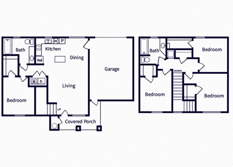 Floor plan for 4 beds, 2 baths