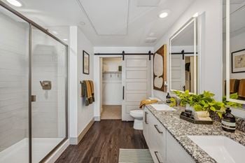 Double sink vanity and backlit mirrors*