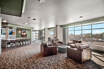 Speakeasy inspired resident bar and lounge area