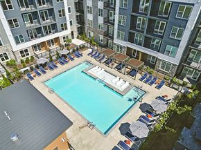 Woburn apartment for rent - Drone view of pool at Station 316 Woburn MA