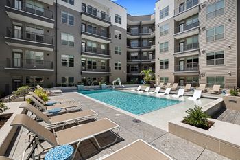 Resort-style pool and courtyard