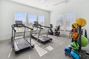 San Antonio apartment for rent - Fitness center treadmills at The Sorento Apartments in San Antonio TX