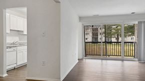 Silver Spring apartment for rent - Kitchen and living room at Oakfield Apartment Homes in Wheaton MD