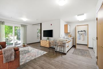 Bellingham apartment for rent - A living room with a brown chair and a white couch.