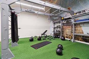 Fitness center with cross-training area and spin room