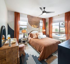 Camarillo apartment for rent - Bedroom with ceiling fan at CALIXA Apartment Homes in Camarillo CA
