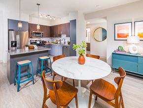 Fremont apartment for rent - Model Kitchen seating area at Embark Apartments in Fremont CA