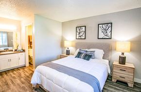Las Vegas apartment for rent - a bedroom with a bed and a bathroom