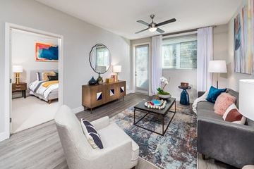 South San Francisco apartment for rent - a living room with a couch and a ceiling fan