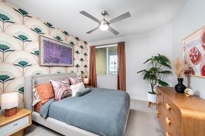 San Diego apartment for rent - Bedroom with ceiling fan at Bevel Apartments in San Diego CA