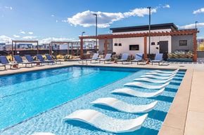 Broomfield apartment for rent - Pool sun shelf at Olivean Apartments in Broomfield CO