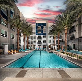 Canoga Park apartment for rent - Pool Luminescence Pool Sunset at Chroma Apartment Homes in Canoga Park CA