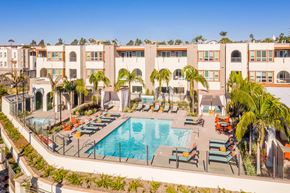 San Diego apartment for rent - Aerial view of Pool and Spa Aerial at The Seaton Apartments in San Diego CA
