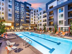 San Jose apartment for rent - Pool at dusk at 808 West in San Jose CA