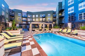 Kirkland apartment for rent - Pool at Dusk at Aspect at Totem Lake Apartments in Kirkland WA