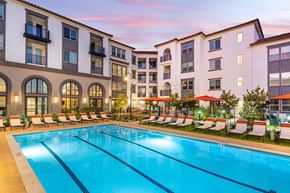 Poway apartment for rent - Pool at Dusk at West Village Poway Apartments in Poway CA