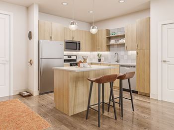 Stainless steel kitchen appliances with gas range