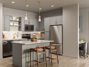 South Walpole apartment for rent - Gold mist kitchen at The Penstone Apartments and Townhomes in South Walpole MA