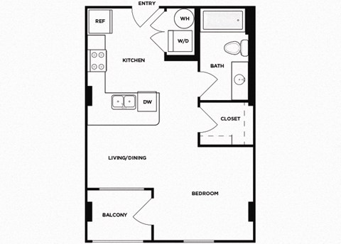 Floor plan for studio, 1 bath, 445 sqft
