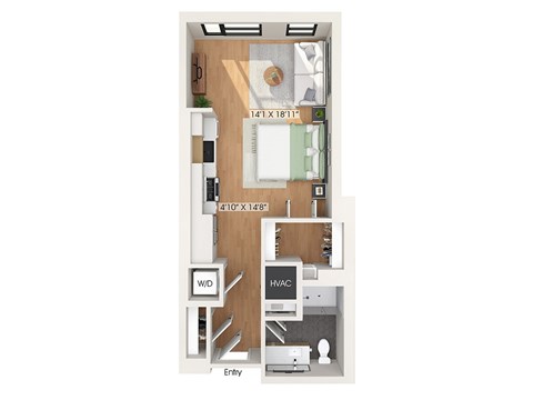 Floor plan for studio, 1 bath, 539 sqft