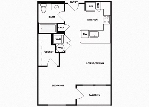 Floor plan for studio, 1 bath, 546 sqft