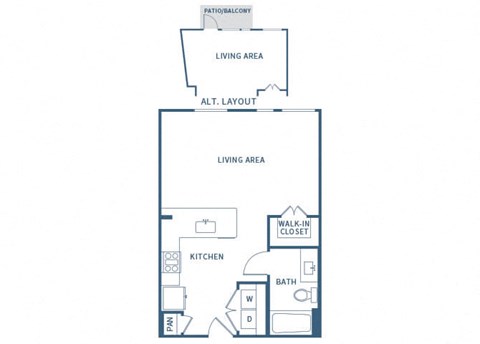 Floor plan for studio, 1 bath, 548 sqft