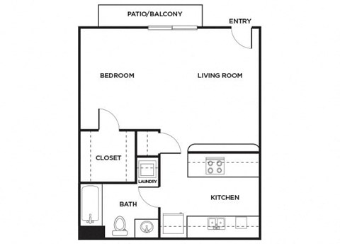 Floor plan for studio, 1 bath, 396 sqft