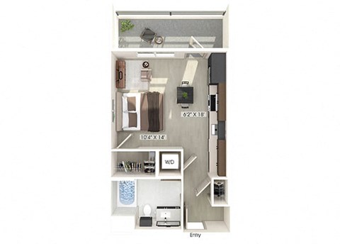 Floor plan for studio, 1 bath, 467 sqft