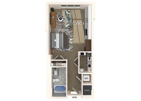 Floor plan for studio, 1 bath, 540 sqft