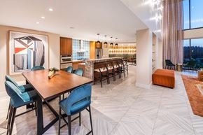 Kirkland apartment for rent - Social Lounge Seating and Kitchen at Aspect at Totem Lake Apartments in Kirkland WA