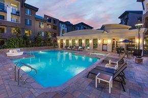 San Jose apartment for rent - Pool at night at Venue Apartments in San Jose CA